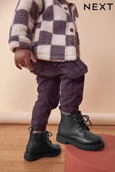 Black Leather Lace Up Boots (177979) | HK$262 - HK$297