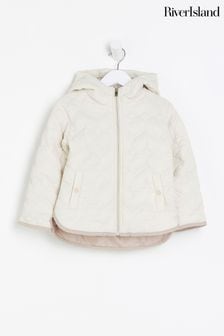 River Island Cream Heart Quilted Girls Coat (178169) | CA$73