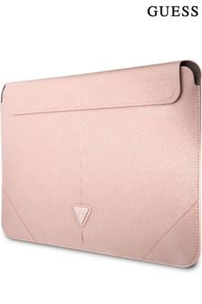Funda para portátil de 16" rosa de Pu Saffiano con logotipo de triángulo de metal de Guess (178412) | 127 €