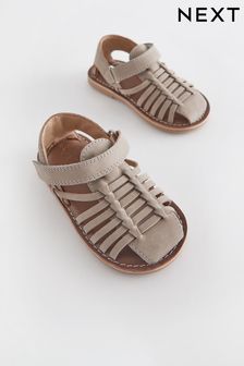 Stone Neutral Leather Closed Toe Sandals (178652) | $34 - $41