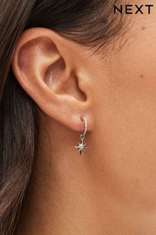 Sterling Silver Star Charm Hoop Earrings (178946) | $29