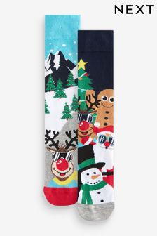 Reindeer Pattern 2 Pack Christmas Novelty Socks (179310) | €10