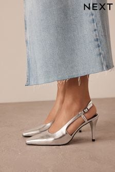 Silver Forever Comfort® Chisel Toe Slingback Heels (179695) | 54 €