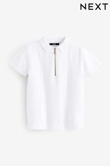 White Short Sleeve Zip Texture Polo Shirt (3-16yrs) (179922) | EGP395 - EGP547