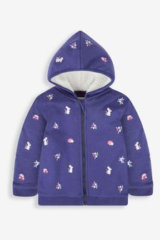 JoJo Maman Bébé Girls' Mouse Embroidered Cosy Hoodie