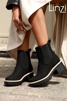 Linzi Black Esther Heeled Ankle Boots With Chunky Sole (180470) | 287 SAR