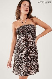 Accessorize Leopard Brown Print Bandeau Dress in Lenzing Ecovero™