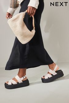 Bone Extra Wide Fit Chunky Wedge Sandals (180885) | $66