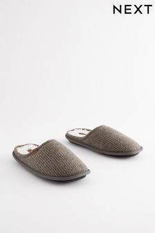 Grey Textured Mule Slippers (180887) | 44 zł