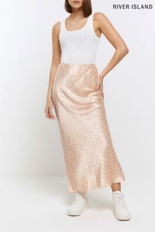 River Island Pink Easy Bias Floral Maxi Skirt (180899) | €19