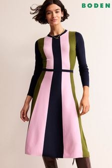 Boden Blue/Pink/Green Colour Block Knitted Dress (181241) | kr1,558