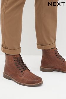 Tan Brown Brogue Boots (181331) | 159 SAR