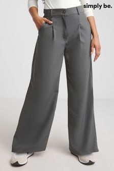 Simply Be Grey Wide Leg Tailored Trousers (181392) | AED200