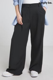 Simply Be Black Wide Leg Tailored Trousers (181436) | 178 QAR