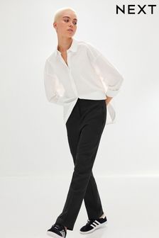 Black Tailored Elastic Back Straight Leg Trousers (181455) | OMR5