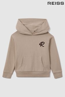 Reiss Taupe Cade Teen Cotton Motif Hoodie (181838) | AED274