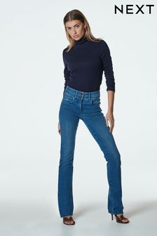 Gerookt blauw - Ondersteunende, nauwaansluitende en figuurvormende bootcut jeans (181944) | €74