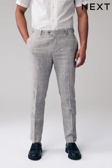 Grey Check Linen Suit: Trousers (182035) | 247 QAR