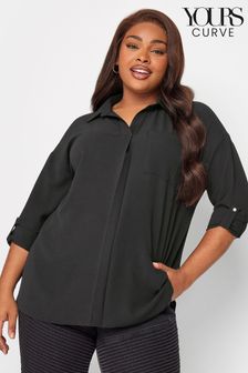 Yours Curve Black Olive 3/4 Sleeve Shirt Blouse (182381) | €14.50