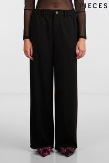 PIECES Black High Waisted Wide Leg Trousers (182731) | $72