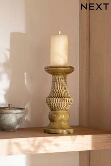 Yellow Embossed Ceramic Pillar Candle Holder (182748) | kr179