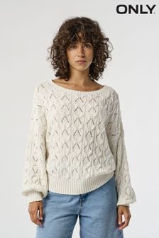 ONLY White Crochet Jumper (182959) | $45