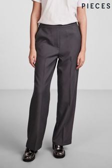 Grey - Pieces High Waisted Wide Leg Trousers (183018) | kr640