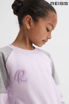 Reiss Lilac Bryce Senior Colourblock Motif Jersey Sweatshirt (183042) | 268 SAR