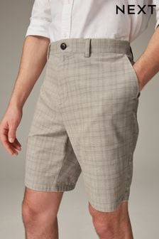 Stone Check Straight Fit Stretch Chinos Shorts (183195) | 119 QAR
