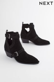Black Forever Comfort® Stud Detail Cut-Out Ankle Boots (183235) | €33