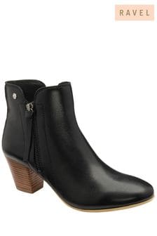 Ravel Black Leather Heeled Ankle Boots (183276) | 574 SAR