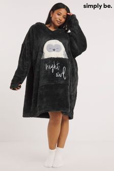 Simply Be Owl Hooded Fleece Sleepshirt With Socks (183386) | kr510