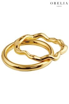 Gold - Orelia London Set mit Ringen mit organischem Wellendesign (183712) | 34 €