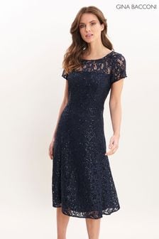 Gina Bacconi Blue Una Maxi Dress With Lace Sleeves (184362) | €156