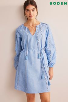 Boden Blue Ric Rac Linen Mini Dress (184378) | €53