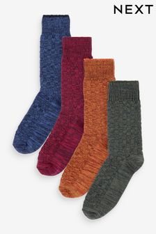 Blue/Green 4 Pack Textured Heavyweight Socks (184388) | 51 SAR
