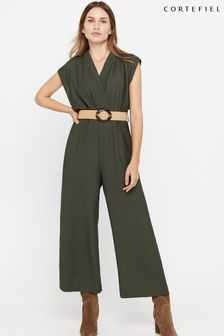 Cortefiel Long Green Jumpsuit with Belt (184396) | €46
