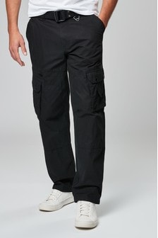 Black Belted Tech Cargo Trousers (184717) | kr443