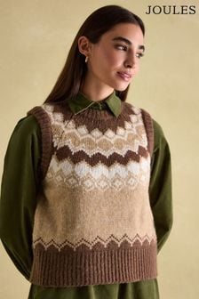 Joules Lowry Brown Knitted Fair Isle Vest (184864) | €84