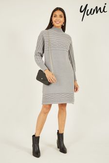 Yumi Grey Cable Knit Tunic Dress (184875) | kr649