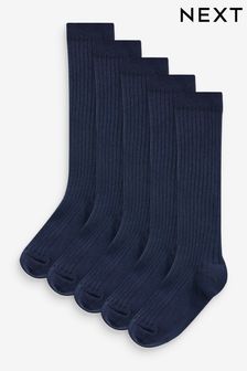 Navy 5 Pack Cotton Rich Knee High Socks (185010) | KRW17,100 - KRW21,300