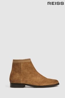 Reiss Stone Clay Suede Zip-Through Boots (185017) | $379