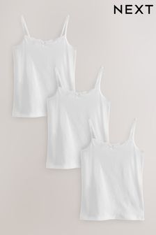 White Lace Trim Cami Vest 3 Pack (1.5-16yrs) (185023) | KRW12,800 - KRW19,200