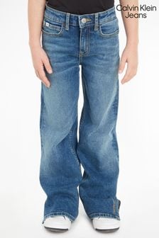 Calvin Klein Jeans meisjesjeans met hoge taille en wijde pijpen in blauw (185037) | €53