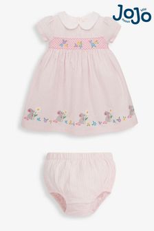 JoJo Maman Bébé Pale Pink Girls Mouse Smocked Dress (185053) | $64