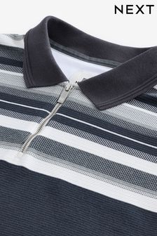 Grey Textured Colour Block Polo Shirt (185327) | 139 QAR