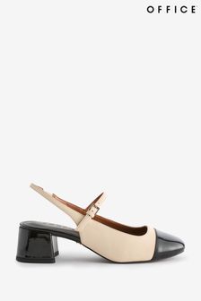 Office Cream Contrast Toe Cap Slingback Mary Shoes (185783) | 319 SAR