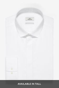 White Slim Fit Single Cuff Textured Concealed Placket Shirt (186764) | €9