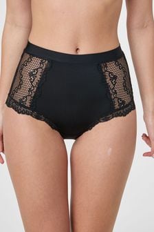 Black High Rise Microfibre And Lace Knickers (186831) | €6.50