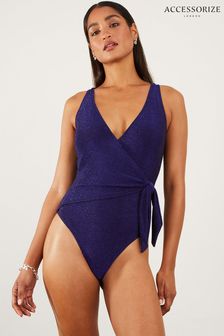 Accessorize Blue Shimmer Deep V-Neck Swimsuit (186942) | $92